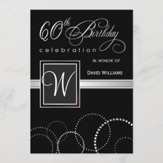 60th Birthday Party Invitations - with Monogram
