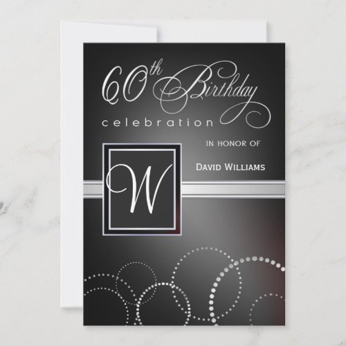 60th Birthday Party Invitations - with Monogram