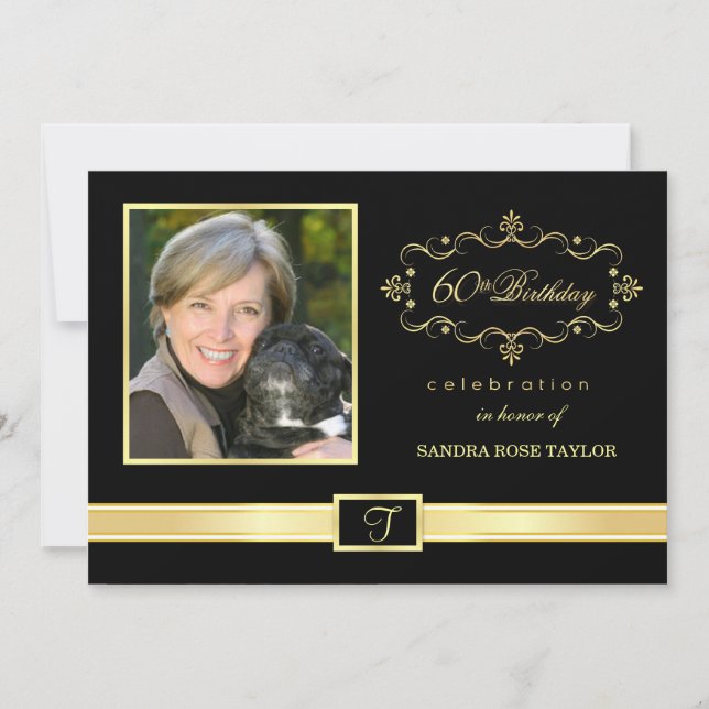 60th Birthday Party Invitations with Photo (Front)