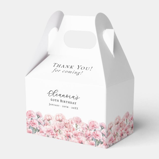 60th Birthday Party January Birth Month Flower  Favor Boxes (Back Side)