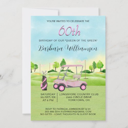 60th Birthday Party Lady Golfer Theme Invitation