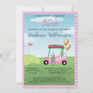 60th Birthday Party Lady Golfer Theme Invitation