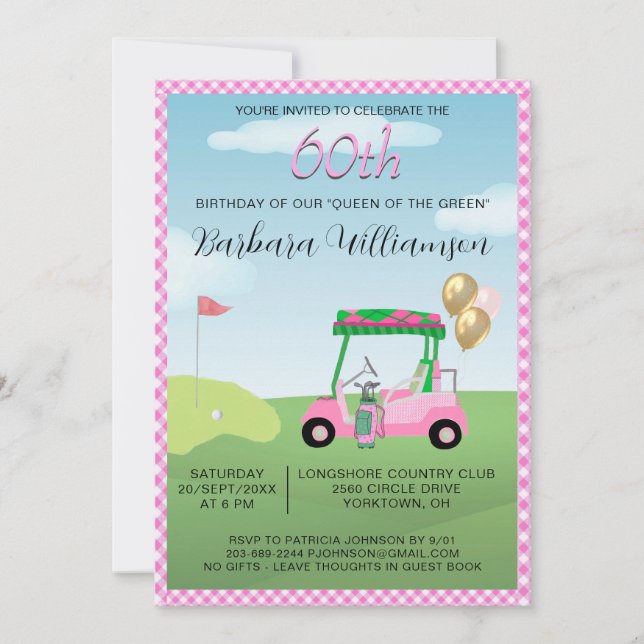 60th Birthday Party Lady Golfer Theme Invitation (Front)