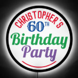 60th Birthday Party LED Sign<br><div class="desc">To celebrate a special birthday. Designed for someone who is 60 years of age. 60th birthday celebration. Birthday party. Add the name and number. Birthday party illuminated sign.</div>