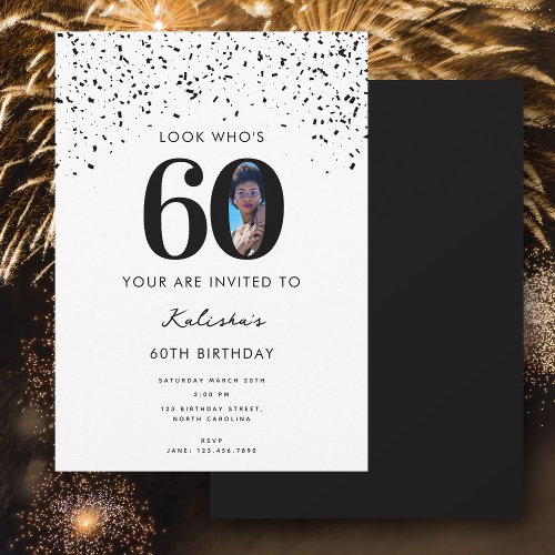 60th Birthday Party Look Whos 60 Modern Photo  Invitation