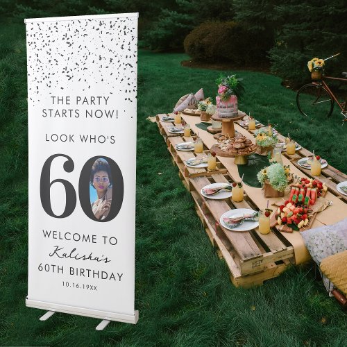 60th Birthday Party Look Whos 60 Modern Photo  Retractable Banner