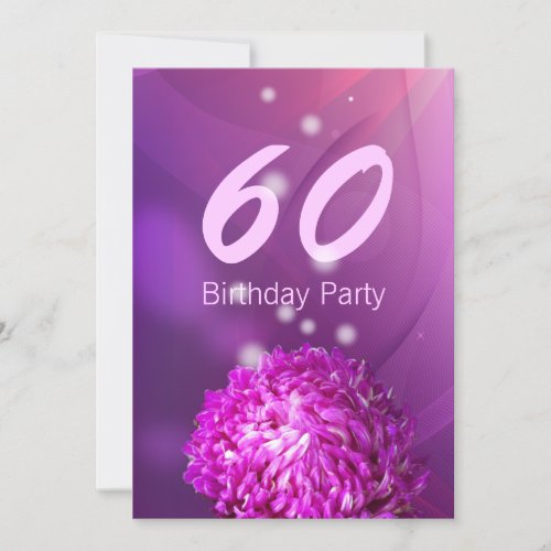 60th Birthday Party Modern Purple Floral Invitation