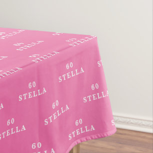 60th Birthday Party Name Pink Modern Pattern Tablecloth