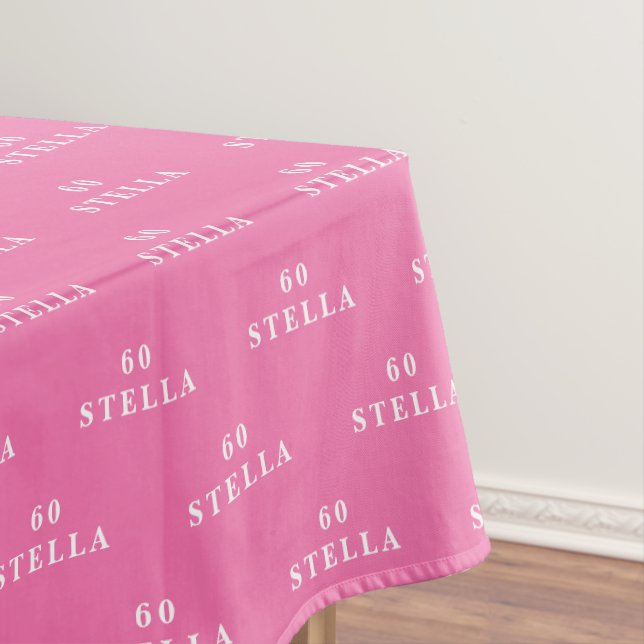 60th Birthday Party Name Pink Modern Pattern Tablecloth (In Situ)