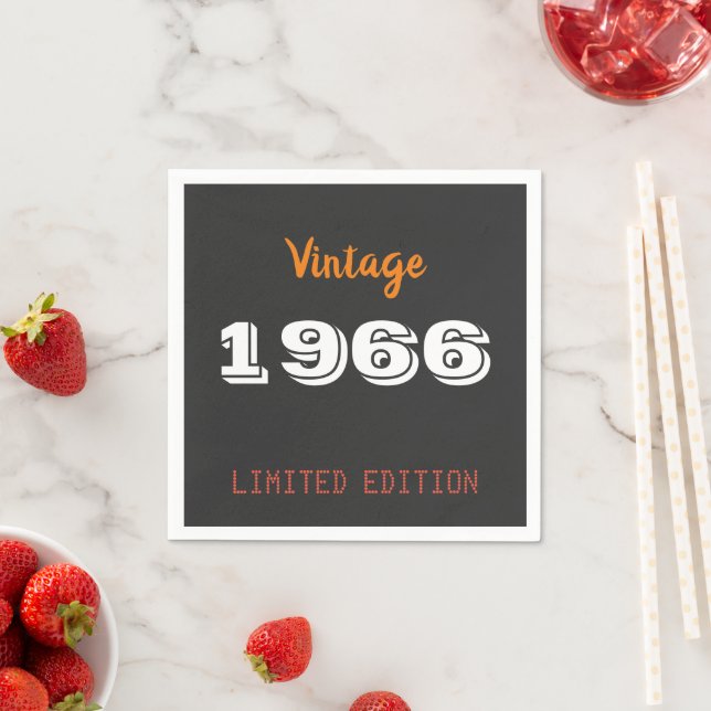 60th Birthday Party Napkins – Vintage 1966 Black (Insitu)