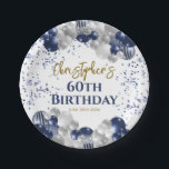 60th Birthday Party Navy Balloons Paper Plates<br><div class="desc">A gorgeous 60th birthday party or celebration paper plate. This fabulous navy blue and silver balloons design is the perfect tableware to decorate your table for a 60th celebration or sixtieth party.</div>