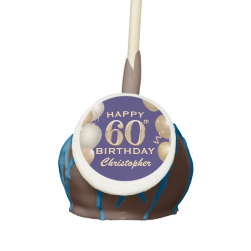 60th Birthday Party Navy Blue and Gold Balloons Cake Pops