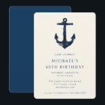 60th Birthday Party Navy Blue Nautical Anchor Invitation<br><div class="desc">60th Birthday Party Modern Elegant Navy Blue Nautical Anchor Invitation</div>