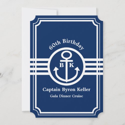 60th Birthday Party on a Boat Nautical Custom Invitation