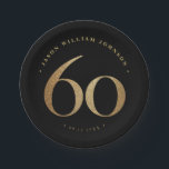 60th Birthday Party Paper Plates<br><div class="desc">60th birthday party paper plates in black and gold</div>
