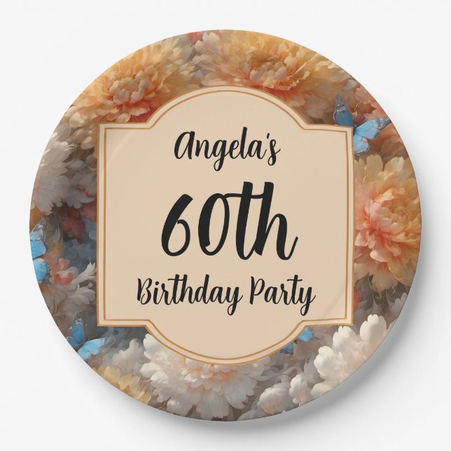 60th Birthday Party Paper Plates (Front)