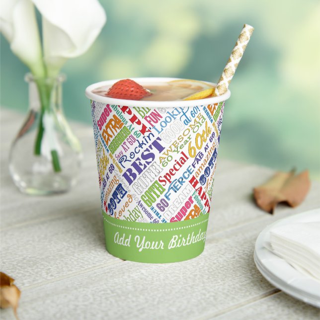 60th Birthday Party Personalized Gifts Paper Cups (Insitu)