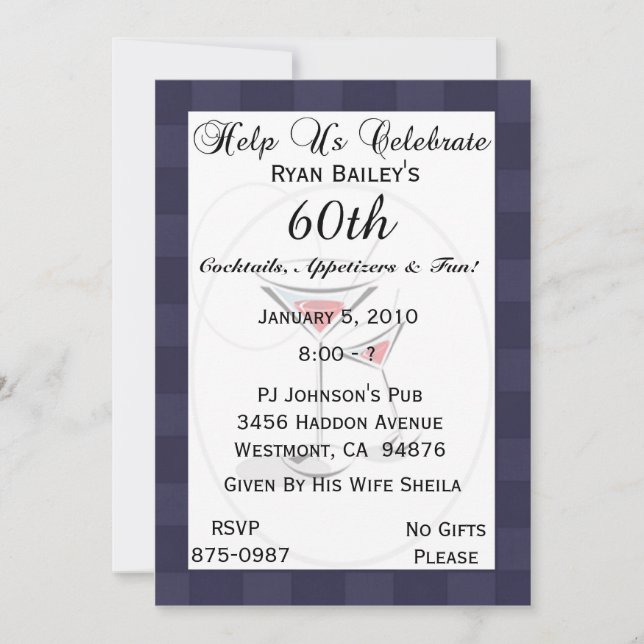 60th Birthday Party Personalized Invitation (Front)