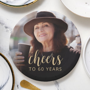 60th Birthday Party Photo Cheers Paper Plates