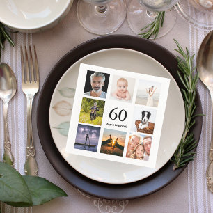 60th birthday party photo collage guys napkins