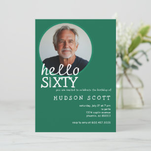  60th Birthday Party Photo Sixty Modern Green Invitation