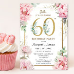 60th Birthday Party Pink Peony Elegant Floral Invitation<br><div class="desc">Celebrate the 60-year milestone in style with our elegant "60th Birthday Party Pink Peony Elegant Floral Invitation!" Perfect for a memorable 60th birthday party. Order your today and make your celebration truly special! Please note: Gold glitter effects are only simulated; no real gold will be used in the printing process...</div>