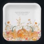 60th Birthday Party Pumpkin Wildflower Custom Paper Plates<br><div class="desc">Fall pumpkins are nestled in delicate golden yellow and orange wildflowers to create an elegant aesthetic. All of the text is editable so you can easily craft your own special mood.</div>