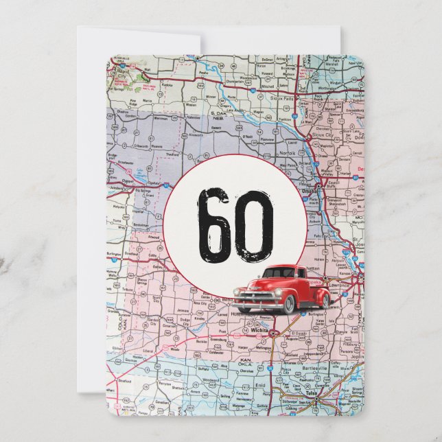 60th Birthday Party Red Retro Truck Invitation (Front)