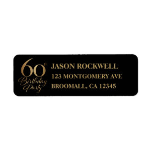 60th Birthday Party Return Address Label