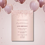 60th birthday party rose gold glitter drip invitation<br><div class="desc">A modern,  stylish and glamorous invitation for a woman's 60th birthday party.  A faux rose gold metallic looking background with an elegant faux rose gold glitter drip,  paint drip look. The name is written with a modern dark rose gold colored hand lettered style script.  Templates for your party details.</div>