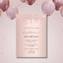 60th birthday party rose gold glitter drip invitation