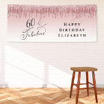 60th Birthday Party Rose Gold Pink Glitter Banner<br><div class="desc">Elegant personalized 60th birthday party banner featuring "60 & Fabulous" written in a stylish calligraphy script against a pink ombre background,  with rose gold and pink faux glitter dripping from the top. Personalize with her name.</div>