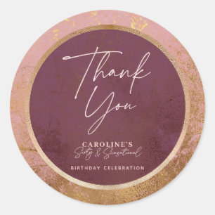 60th Birthday Party Rose Gold Thank You Classic Round Sticker