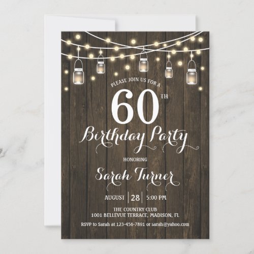 60th Birthday Party _ Rustic Wood Invitation