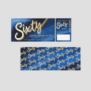 60th Birthday party Sapphire Blue Gold Admit One Raffle Tickets