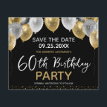 60th Birthday Party Save the Date Flyer<br><div class="desc">Budget 60th birthday party invitations. Faux gold and silver glitter balloon design with easy to change personalized template options.</div>