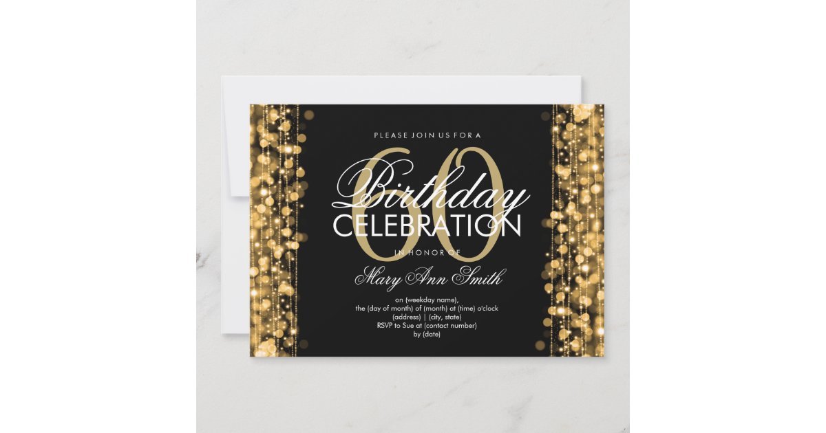 60th Birthday Party Sparkles Gold Invitation Zazzle