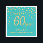 60th Birthday Party Teal and Gold Diamond Napkins<br><div class="desc">60th Birthday Party Invitation with Teal and Gold Glitter Diamond Background. Gold Confetti. Adult Birthday. Man or Woman Birthday. For further customization,  please click the "Customize it" button and use our design tool to modify this template.</div>