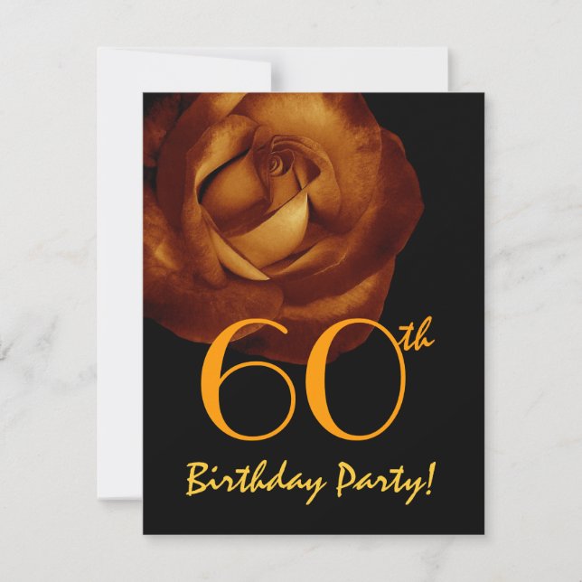 60th Birthday Party Template Gold Rose W428 (Front)