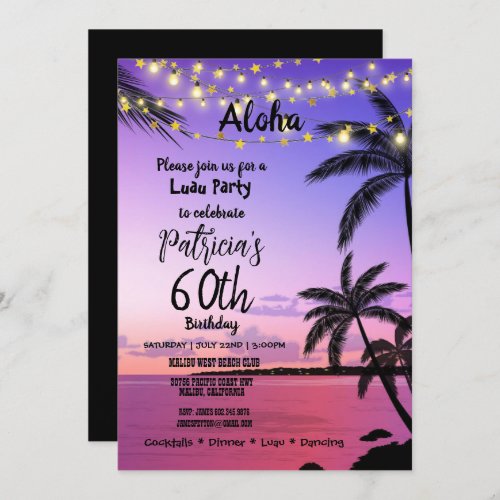 60th Birthday Party Tropical Palms Lavender Sky