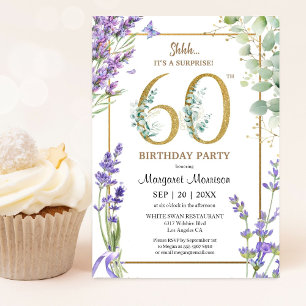 60th Birthday Party Watercolor Purple Lavender Invitation