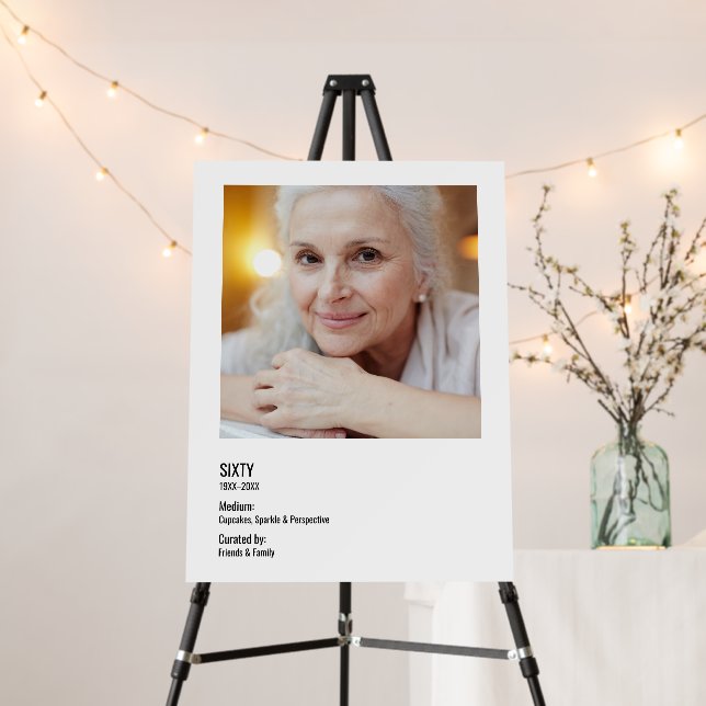 60th Birthday Party Welcome Sign with Photo (In Situ (Stand))