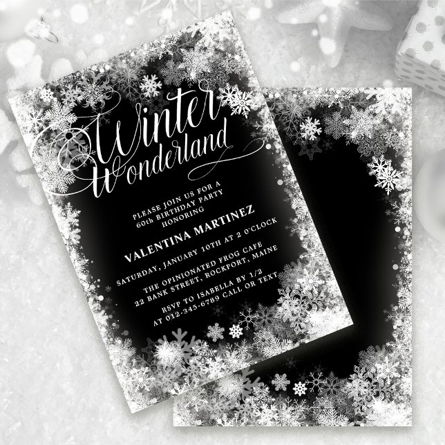 60th Birthday Party Winter Wonderland Snowflake Invitation (Creator Uploaded)