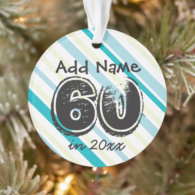 60th Birthday Personalize Name and Date Ornament (Tree)