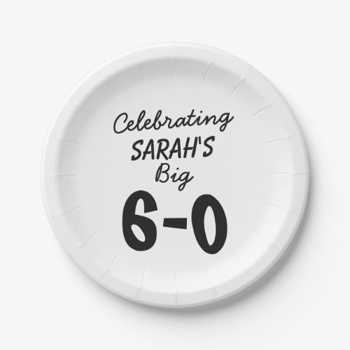 60th birthday Personalized Celebrating the Big 6_0 Paper Plates