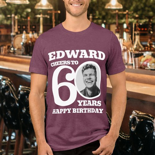 60th Birthday photo and name white text Tri_Blend Shirt