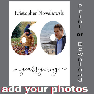 60th Birthday Photo Card 🎉 Custom Fun 