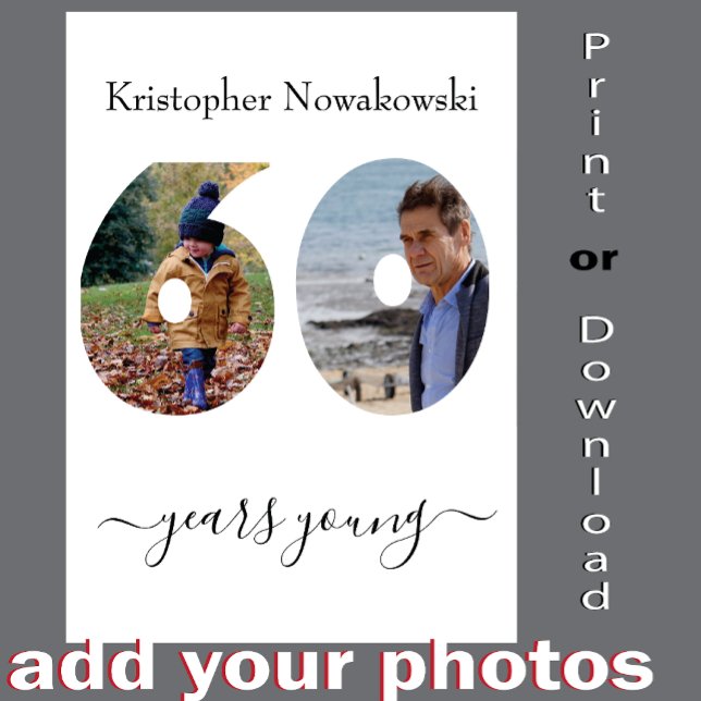 60th Birthday Photo Card 🎉 Custom Fun  (Creator Uploaded)