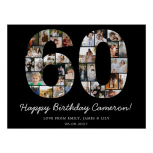 60th Birthday Photo Collage 60th Birthday Gift Poster