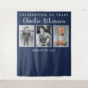 60th birthday photo collage backdrop banner